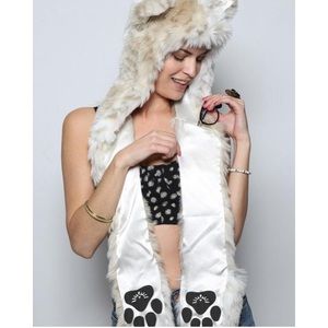 Snow leopard spirit hood handmade